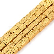 Electroplated Synthetic Non-Magnetic Hematite Beads Strands, Cuboid, Golden Plated, 13x5x5mm, Hole: 1mm, about 31pcs/strand, 15.75''(40cm)(G-U003-15A)