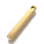 Ion Plating(IP) 304 Stainless Steel Polished Pendant, Bar, Golden, 40x5x5mm, Hole: 3~3.5mm(STAS-J029-01G)