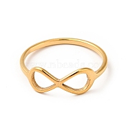 Ion Plating(IP) 201 Stainless Steel Infinity Finger Ring for Women, Golden, US Size 6 1/4(16.7mm)(RJEW-G266-24G)