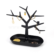 PP Plastic Jewelry Storage Dish Plastic Ring Holder, Tree Shape Display Trinket Dish, for Earrings Necklace Bracelet Organizer, Black, Finished Product: 23.5x11x27cm(ODIS-L005-A02)