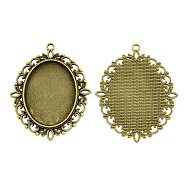 Tibetan Style Alloy Oval Pendant Cabochon Settings, Lead Free & Cadmium Free & Nickel Free, Antique Bronze, Tray: 40x30mm, 61x48x2mm, Hole: 3mm, about 85pcs/1000g(TIBEP-S231-01AB-NR)