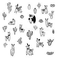 PVC Wall Stickers, Wall Decoration, Alpaca & Cactus, Plant & Animal Pattern, 800x390mm, 2 style, 1 sheet/style, 2 sheets/set(DIY-WH0228-513)