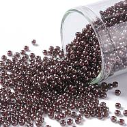 TOHO Round Seed Beads, Japanese Seed Beads, (363) Inside Color Montana Blue/Oxblood Lined, 11/0, 2.2mm, Hole: 0.8mm, about 1110pcs/10g(X-SEED-TR11-0363)