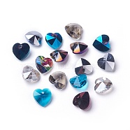 Electroplate Glass Charms, Faceted, Heart, Mixed Color, 10x10x5mm, Hole: 1mm(G030V10mm-M01)
