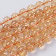 Natural Citrine Beads Strands, Round, 6mm, Hole: 1mm, about 65pcs/strand, 15 inch(G-G212-6mm-29)