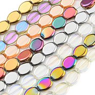 Electroplate Glass Beads Strands, Oval, Mixed Style, Mixed Color, 17x13.5x4.5mm, Hole: 1.2mm, about 37pcs/strand, 24.80 inch(63cm)(EGLA-G037-05A)