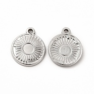 304 Stainless Steel Pendant Cabochon Settings, Flat Round, Stainless Steel Color, Tray: 4.5mm, 17x14x2mm, Hole: 1.4mm(STAS-F290-18P)