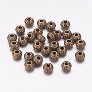 Tibetan Style Alloy Beads, Rondelle, Antique Bronze, Lead Free & Cadmium Free & Nickel Free, 6x4.5mm, Hole: 1.5mm(X-MLF10505Y-NF)
