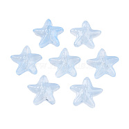 Transparent Spray Painted Glass Beads, Starfish, Light Sky Blue, 14x15x6.5mm, Hole: 1mm(GLAA-N035-027-C02)