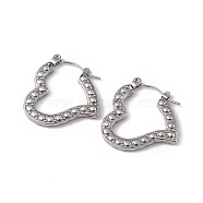 304 Stainless Steel Heart Hoop Earrings for Women, Stainless Steel Color, 23x23x2.5mm, Pin: 0.5mm(EJEW-I284-12P)