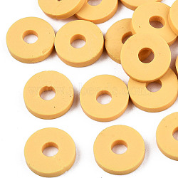 Handmade Polymer Clay Beads, for DIY Jewelry Crafts Supplies, Disc/Flat Round, Heishi Beads, Gold, 4x1mm, Hole: 1mm, about 55000pcs/1000g(CLAY-Q251-4.0mm-96)
