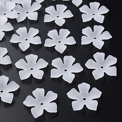 Transparent Acrylic Beads, Frosted, Flower, White, 25.5x26.5x4.5mm, Hole: 2mm, about 900pcs/500g(MACR-S373-119-D01)