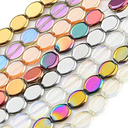 Electroplate Glass Beads Strands, Oval, Mixed Style, Mixed Color, 17x13.5x4.5mm, Hole: 1.2mm, about 37pcs/strand, 24.80 inch(63cm)(EGLA-G037-05A)