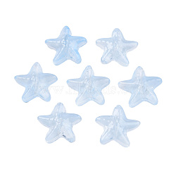 Transparent Spray Painted Glass Beads, Starfish, Light Sky Blue, 14x15x6.5mm, Hole: 1mm(GLAA-N035-027-C02)