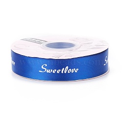Polyester Grosgrain Ribbons, with Word Sweet Love, for Gifts Wrapping Party, Blue, 1 inch(25mm), 45m/Roll(SRIB-H039-A02)
