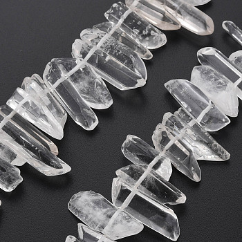 Natural Quartz Crystal Beads Strands, Rock Crystal Beads, Nuggets, 10~36x4~10x4~10mm, Hole: 1mm, about 56~65pcs/strand, 14.96 inch(38cm)