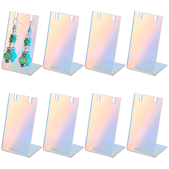 Custom Acrylic Slant Back Earring Display Stands, Jewelry Holder for Single Pair Dangle Earring Showing, Rectangle, Colorful, 3.6x4.45x8.05cm
