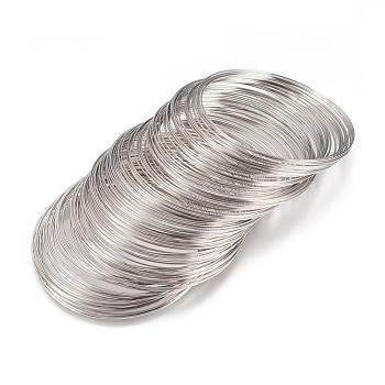 Steel Memory Wire, for Wrap Bracelets Making, Nickel Free, Platinum, 22 Gauge, 0.6mm, 60mm inner diameter, 1800 circles/1000g