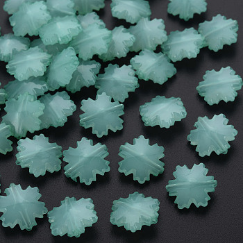 Imitation Jelly Acrylic Beads, Faceted, Snowflake, Medium Aquamarine, 15x14x6mm, Hole: 1.6mm, about 970pcs/500g