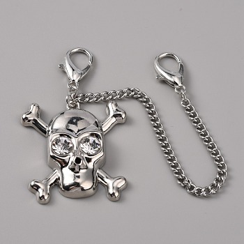 Zinc Alloy Shoe Curb Chains, with Pendant and Lobster Claw Clasps, for Shoe Decoration Accessories, Skull Pattern, 164x3.5mm