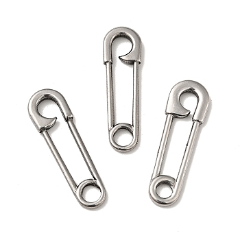 Tibetan Style 304 Stainless Steel Linking Rings, Safety Pin Shape, Antique Silver, 31x9x2.5mm
