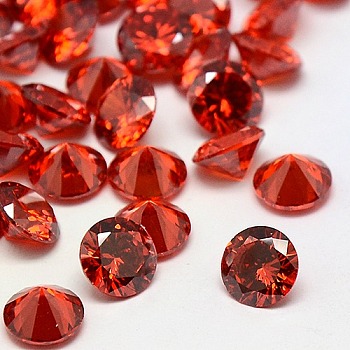 Diamond Shape Grade A Cubic Zirconia Cabochons, Faceted, Red, 1mm