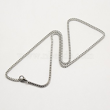 Trendy Men's 304 Stainless Steel Box Chain Necklaces(NJEW-M049-C-02)-2