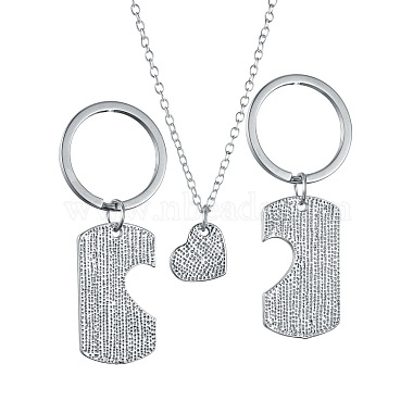 Daddy Mother Daughter Forever Love Family Heart Puzzle Jewelry Sets(SJEW-K155-02P)-4