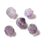 Natural Amethyst Carved Flower Scattered Beads, Rose, 8.5~10x10x10.5mm, Hole: 1mm(G-O156-B-37)