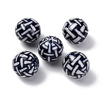 Handmade Porcelain Beads, Blue and White Porcelain, Round, Midnight Blue, 28mm, Hole: 2.5~3mm(X1-PORC-I027-19A)