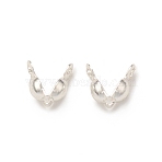 Brass Bead Tips, Calotte End Caps, Clamshell Knot Cover, Silver, 6x3mm, Hole: 1.2mm(X-KK-P228-03S)