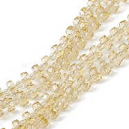 Transparent Electroplate Glass Beads Strands, Faceted, Rondelle, Pearl Luster Plated, Goldenrod, 5.5x3.5~4mm, Hole: 1mm, about 100pcs/strand, 21.65~22.05 inch(55~56cm)(EGLA-F153-PL03)