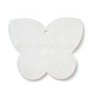 Acrylic Pendants, Imitation Gemstone Style, for DIY Making Keychain, Butterfly, White, 49x40.5x2mm, Hole: 3mm(SACR-E005-02A)
