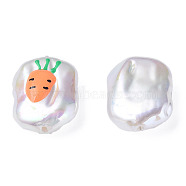 ABS Plastic Imitation Pearl Beads, with Enamel, Oval with Carrot, Light Salmon, 21x15x7mm, Hole: 1.2mm(KY-N015-166)