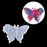 Butterfly with Flower Cup Mat Silicone Molds, Resin Coaster Molds, for UV Resin & Epoxy Resin Craft Making, White, 94x125x9mm(DIY-M039-09)