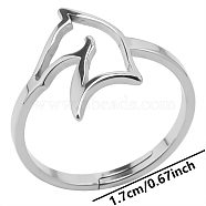 304 Stainless Steel Adjustable Ring, Hollow Horse Head, Stainless Steel Color, Inner Diameter: 17mm(PW-WG80088-01)