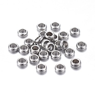 304 Stainless Steel Spacer Beads, Column, Stainless Steel Color, 3.5x1mm, Hole: 2mm(STAS-K200-07P-D)