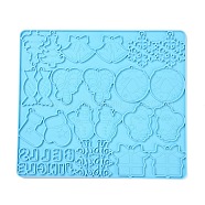 Christmas Theme Pendant Silicone Molds, Resin Casting Molds, for UV Resin, Epoxy Resin Jewelry Making, Mixed Shapes, Deep Sky Blue, 233x263x4mm, Hole: 1mm and 2mm and 3mm(DIY-K051-04)