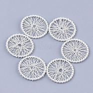 Spray Painted Eco-Friendly Iron Filigree Joiners Links, Wheel, White, 30.5x3.5mm(IFIN-T009-01B)
