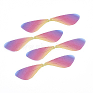 Polyester Fabric Wings Crafts Decoration, for DIY Jewelry Crafts Earring Necklace Hair Clip Decoration, Dragonfly Wing, Colorful, 87x19mm, Hole: 0.6mm(X-FIND-S322-003A)