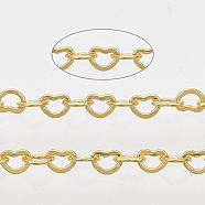 3.28 Feet Soldered Brass Heart Chains, Golden, 1.8x2.4x0.4mm(X-CHC-T008-03G)