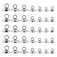 140Pcs 7 Style 304 Stainless Steel Bead Cap Pendant Bails, for Globe Glass Bubble Cover Pendants, Stainless Steel Color, 20pcs/style(STAS-CD0001-12)