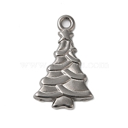 Non-Tarnish 304 Stainless Steel Pendants, Christmas Tree Charm, Stainless Steel Color, 25x15x2mm, Hole: 2mm(STAS-N103-69P)