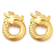 Alloy Pendants, with Jump Rings, Dragon, Golden, 30.5x24x7.5mm, Hole: 5mm(ENAM-M008-20G)