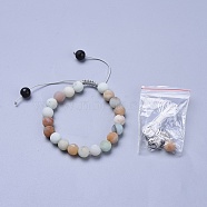 Adjustable Nylon Cord Braided Bracelets, with Natural Flower Amazonite Beads and Alloy Buddha Head Beads, Hollow Rubber Cord, Packing Box, 2 inch~3-1/8 inch(5~8cm)(BJEW-JB04213-03)