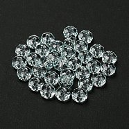 Transparent Glass Beads, Faceted, Rondelle, Light Azore, 6x4mm, Hole: 1.2mm(GLAA-E048-02-28)
