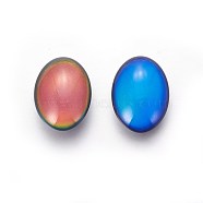 Glass Cabochons, Changing Color Mood Cabochons, Oval, Colorful, 18x13x5.5mm(GLAA-F091-03)