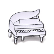 Piano Enamel Pin, Musical Instruments Alloy Badge for Backpack Clothes, Gunmetal, White, 23x26x1.5mm(JEWB-E012-06B)