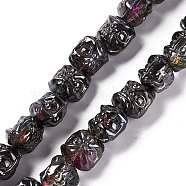 Half Rainbow Plated Electroplate Glass Beads, Dancing Lion, Black, 11.5~12x11.5x9.5mm, Hole: 1.2mm, about 55pcs/strand, 24.02''(61cm)(GLAA-P028-HR02)