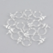 Plastic Clip-on Earring Findings, For Non-pierced Ears, Clear, 11x8x1mm, Pin: 1mm(KY-S155-04)